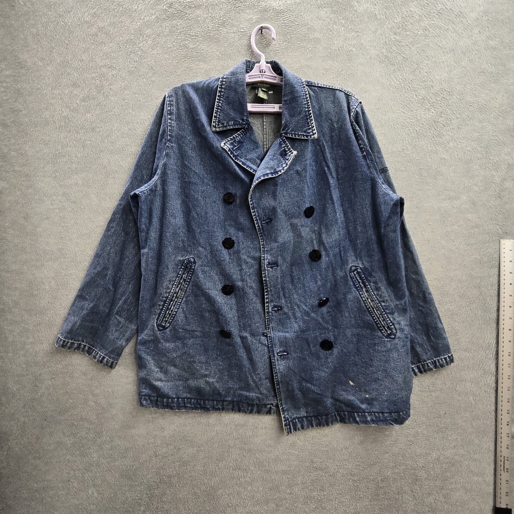 VINTAGE Lauren Jeans Co. Ralph Lauren‎ Women Jacket M Blue Denim Peacoat